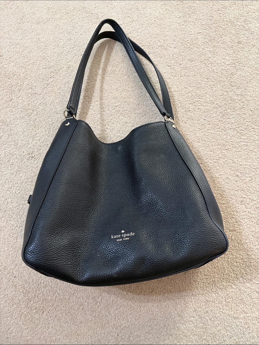 kate spade Black Pebbled Leather Hobo Shoulder Bag